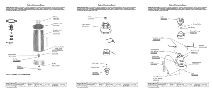 Diagram Diagram and Parts List for 911  Hamilton Beach Blender